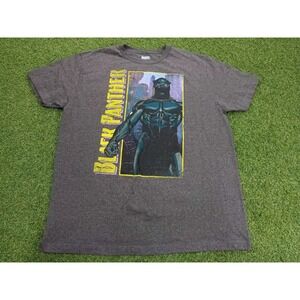 Marvel Comics The Black Panther T-Shirt Mens L Gray Cotton Short Sleeve Graphic